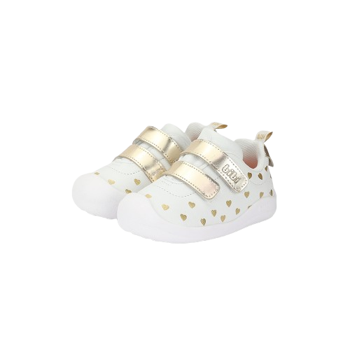 tenis bibi fisioflex 5.0 blanco/oro niña 1265036