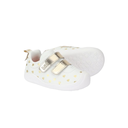tenis bibi fisioflex 5.0 blanco/oro niña 1265036