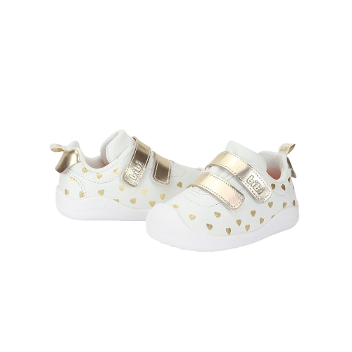 tenis bibi fisioflex 5.0 blanco/oro niña 1265036