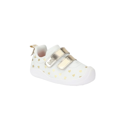 tenis bibi fisioflex 5.0 blanco/oro niña 1265036