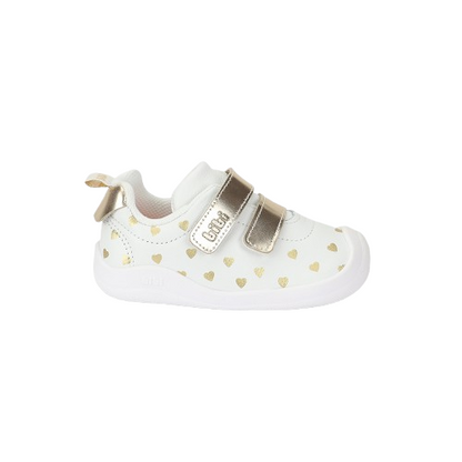 tenis bibi fisioflex 5.0 blanco/oro niña 1265036